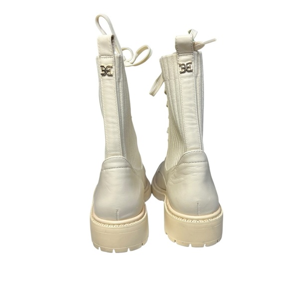 🌻NEW w/tag Sam Edelman Lydell Combat Boots Modern Ivory Lug Sole Size 6.5 - Picture 4 of 10